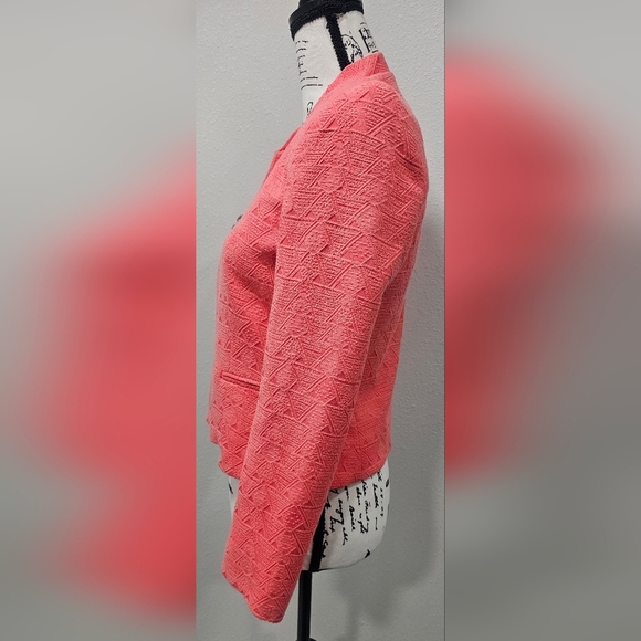 Zara Trafaluc Coral Full Cropped Zip Blazer Jacket Cotton Textured Size Medium - Picture 4 of 16